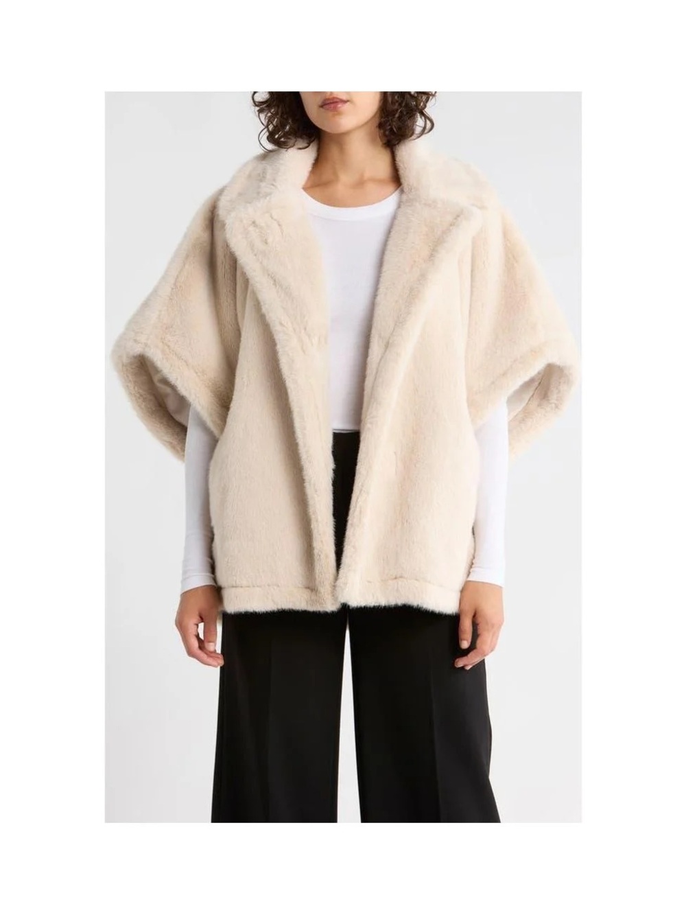 Rebecca Minkoff Cream Faux Fur Cape